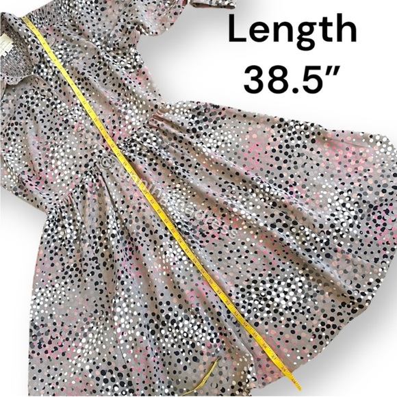 Kate Spade Soiree Dot Smocked Dress In Grey Pink Combo Size 8 - Picture 13 of 14